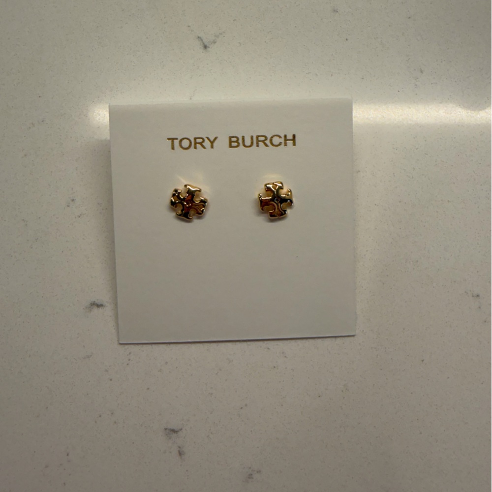 Tory Burch Gold Logo Stud Earrings